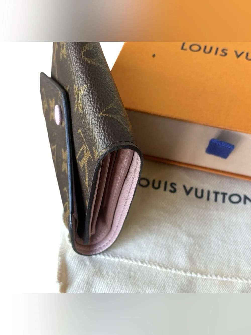 Louis Vuitton Victorine Monogram Rose Ballerine Wallet & Box
